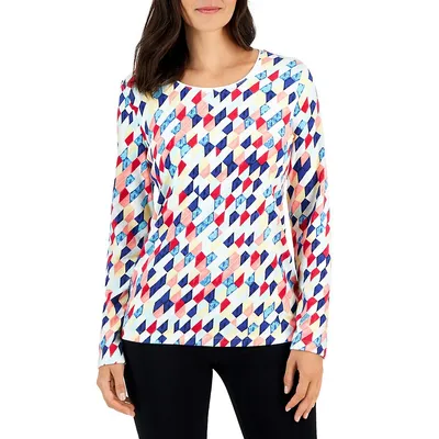 Petite Kaleidoscope Geo Long-Sleeve Top