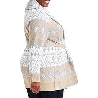 Plus Fair Isle Tie-Waist Cardigan