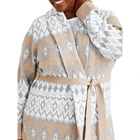 Plus Fair Isle Tie-Waist Cardigan