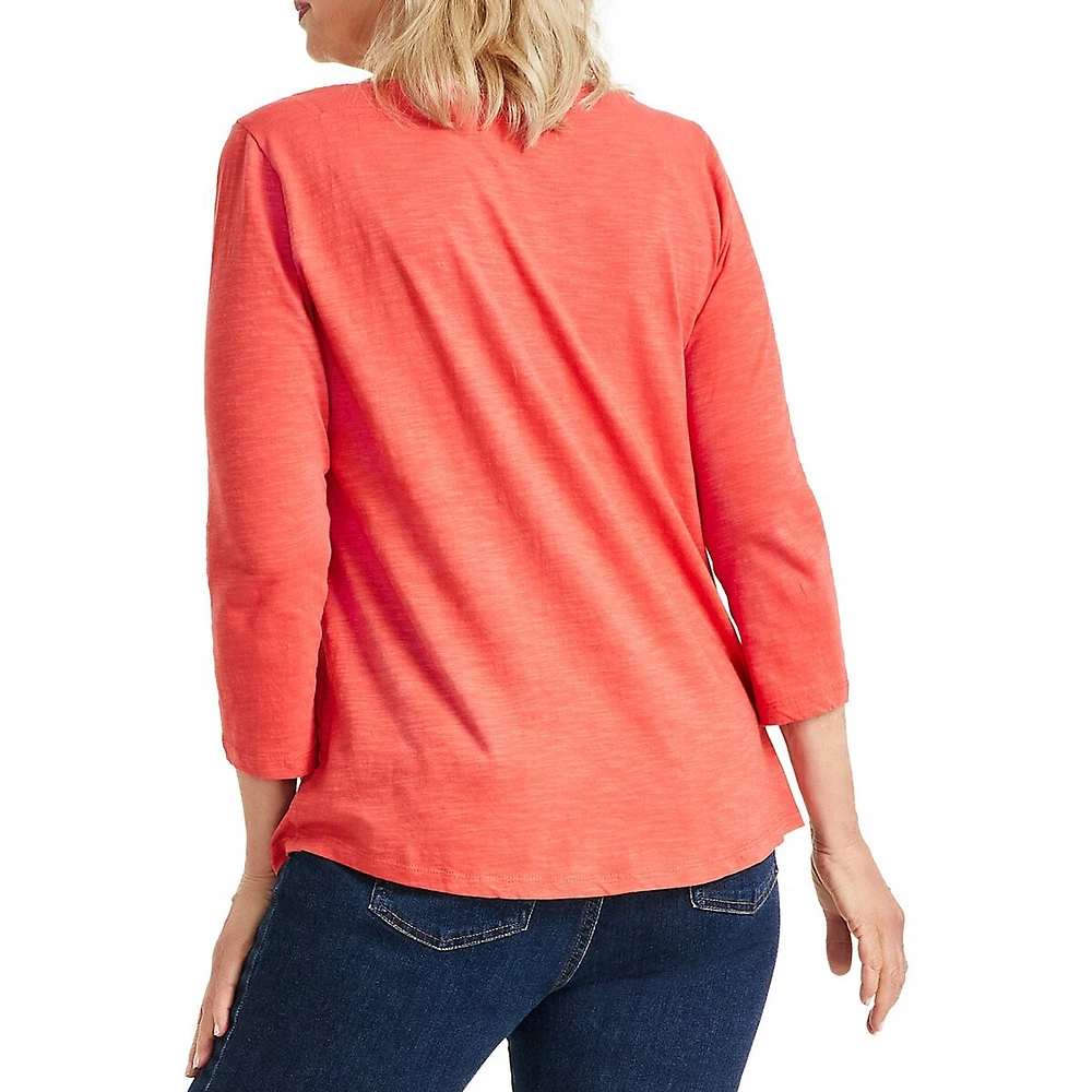 Petite Square-Neck Peasant Popover Top