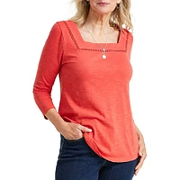 Petite Square-Neck Peasant Popover Top