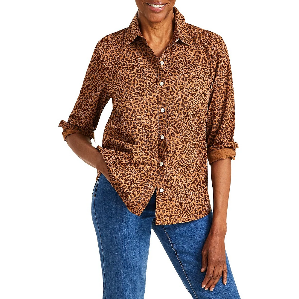 Petite Leopard-Print Shirt