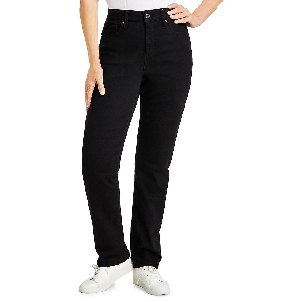 High-Rise Curvy-Fit Straight-Leg Jeans