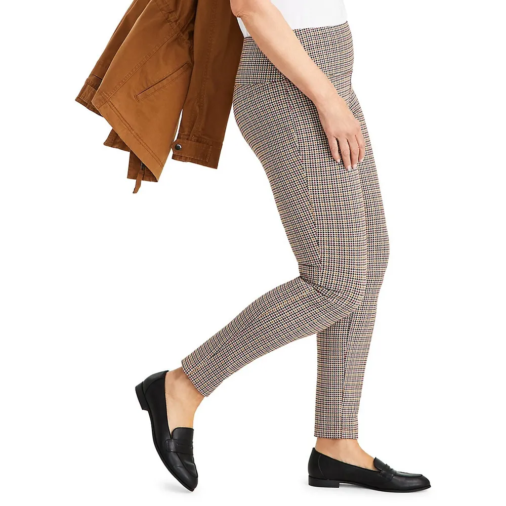 Glen Plaid Ponté-Knit Pants