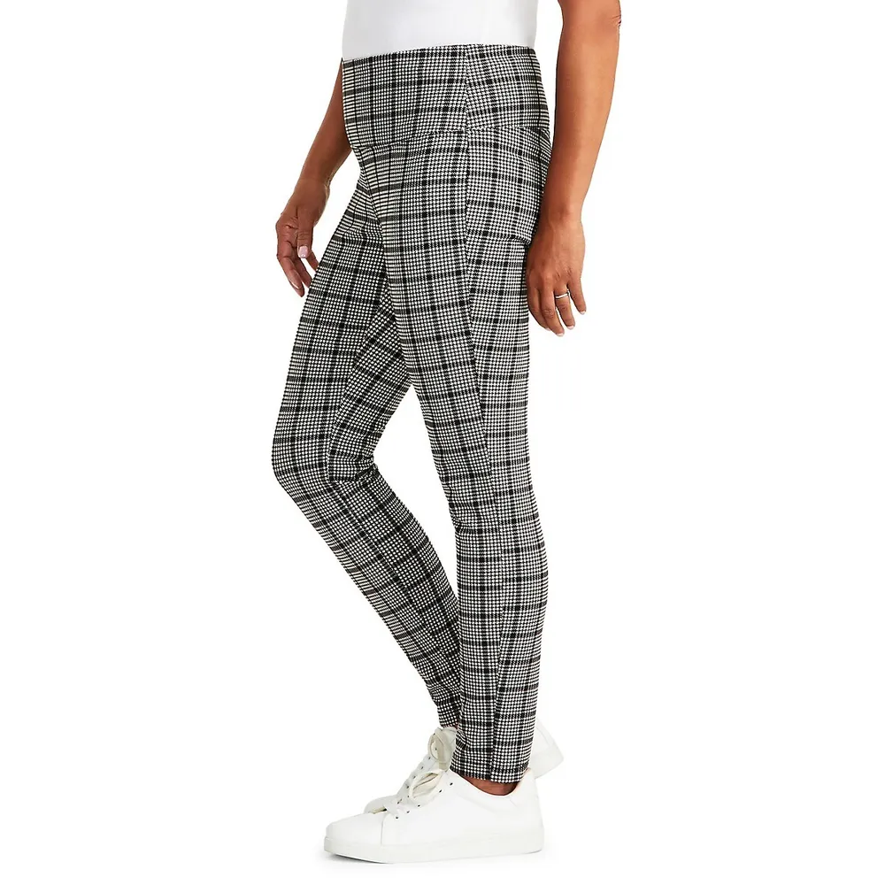 Glen Plaid Pont​é-Knit Pants