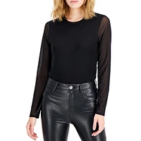 Long-Sleeve Mesh Top