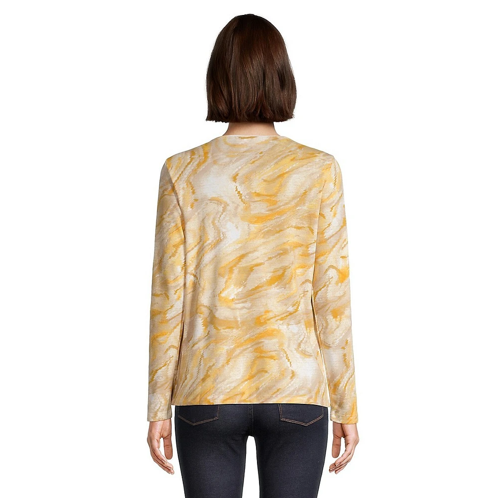 Swirl Print Scoopneck Top