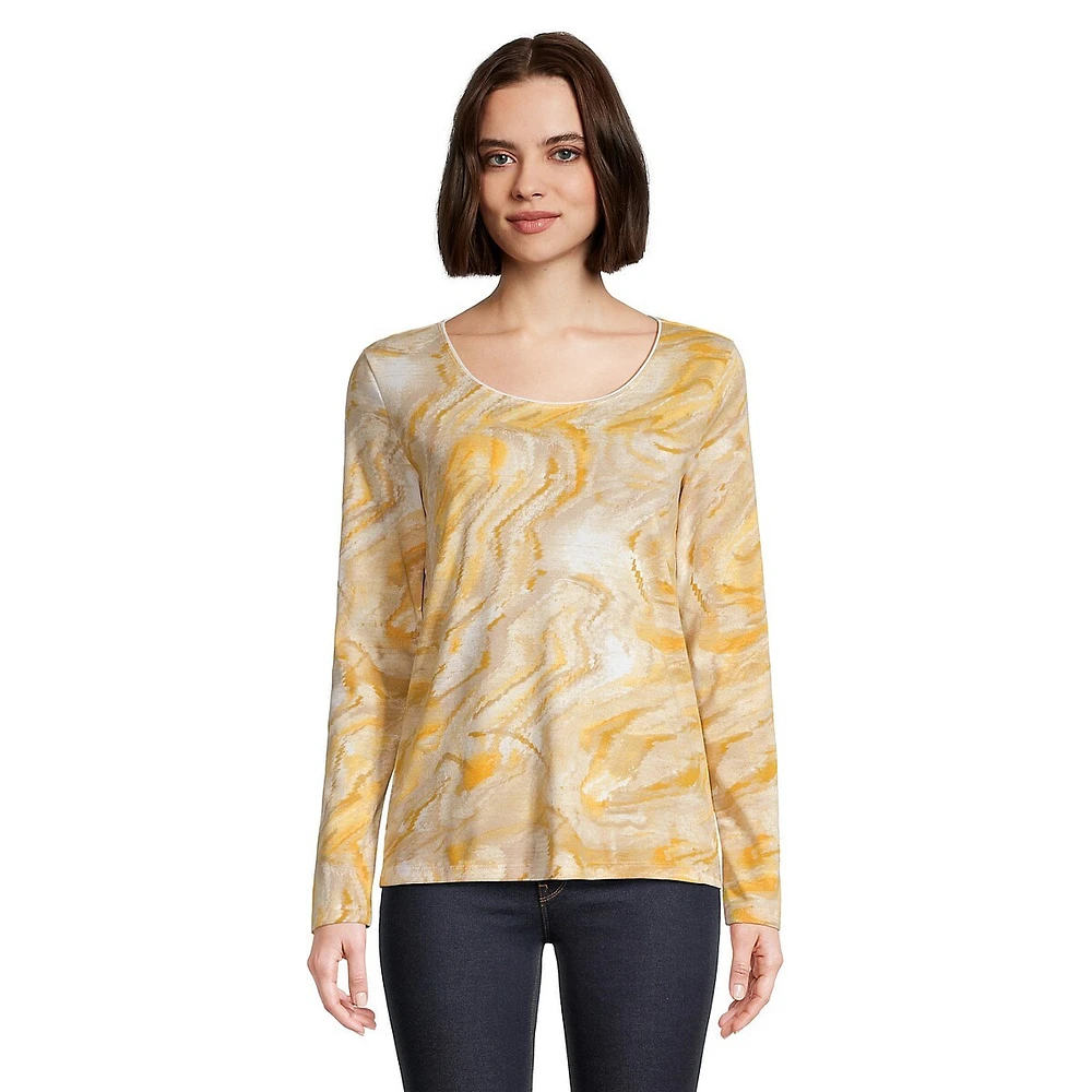 Swirl Print Scoopneck Top