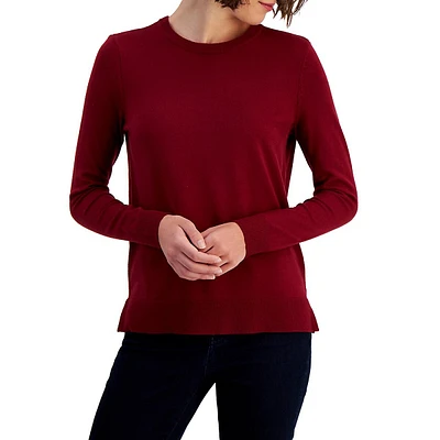 Petite Side Slit Crewneck Sweater