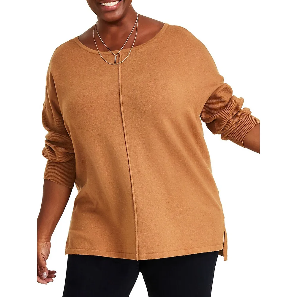 Plus Front-Seam Tunic Sweater