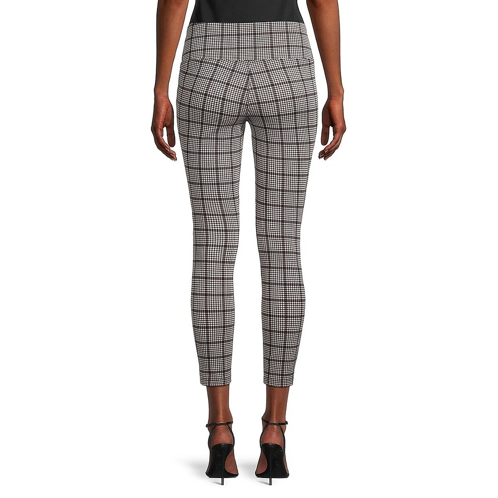 Petite Houndstooth Ponté Knit Pull-On Pants