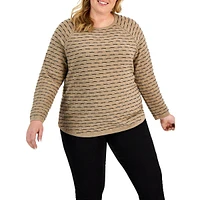 Plus Textured Raglan-Sleeve Sweater