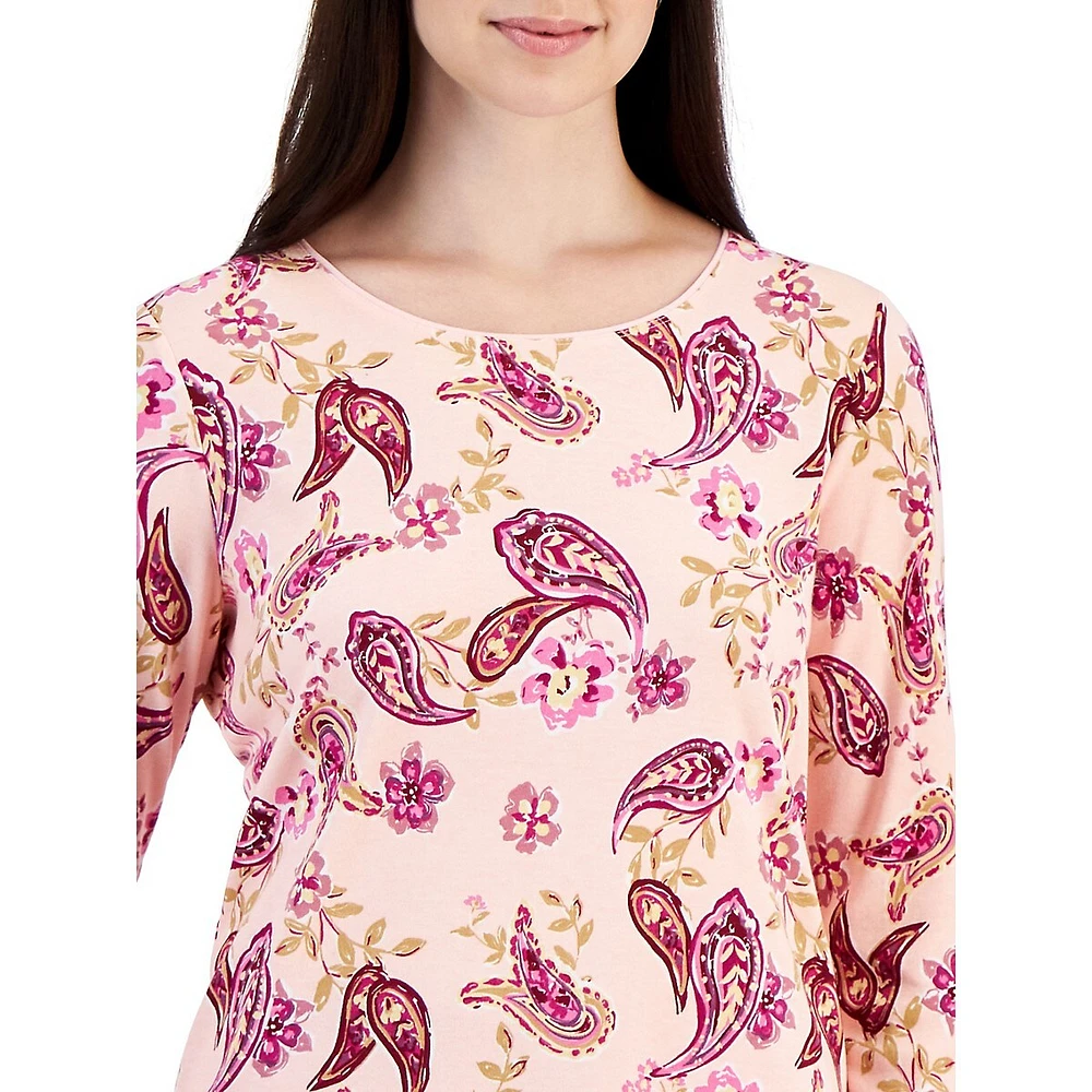 Petite Park Paisley Long-Sleeve Top