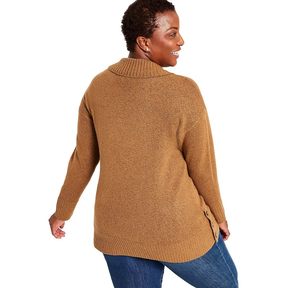 Style & Co. Plus Shawl-Collar Tunic Sweater