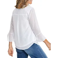 Petite Pintucked Tonal-Dot Blouse