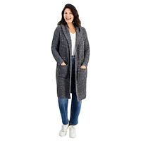 Petite Hooded Chunky-Knit Longline Cardigan