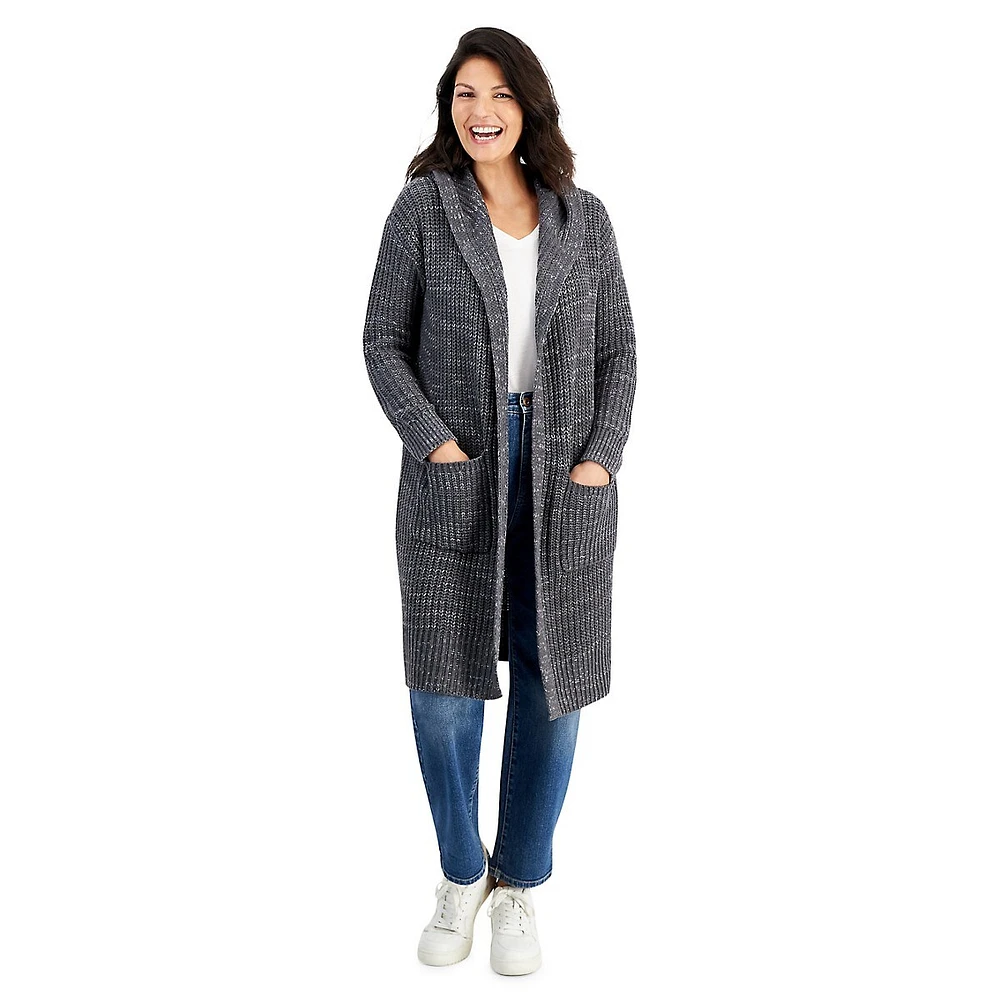 Longline Hooded Open-Front Cardigan