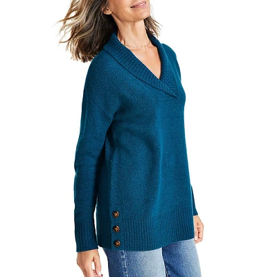 Shawl-Collar Tunic Sweater