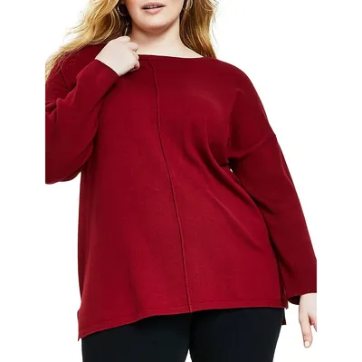 Plus Front-Seam Tunic Sweater