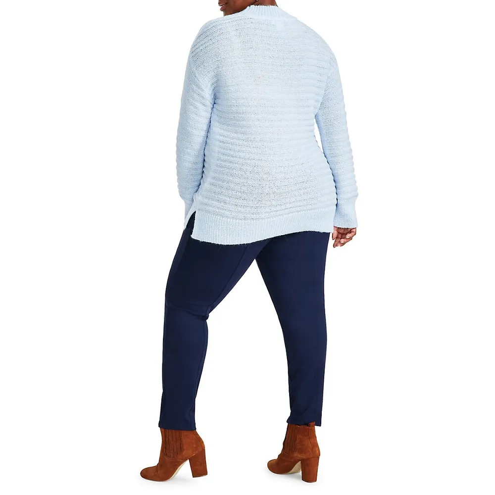 Plus Luxe Textured-Stripe Sweater