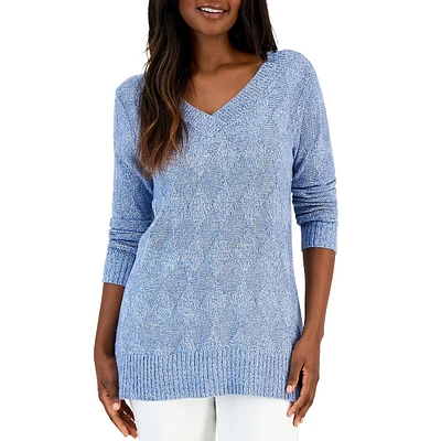 Turbo V-Neck Diamond-Stitch Sweater