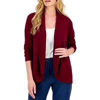 Shawl-Collar Curved-Hem Cardigan