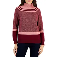 Petite Striped Turtleneck Sweater