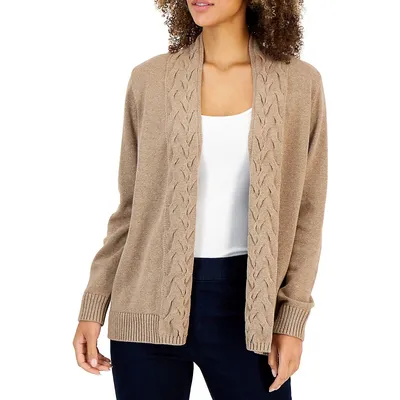 Cotton Cable-Collar Cardigan
