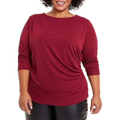 Plus Draped Long-Sleeve T-Shirt