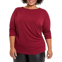 Plus Draped Long-Sleeve T-Shirt