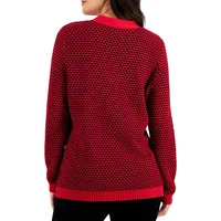 Buckle-Neck Henley-Style Sweater
