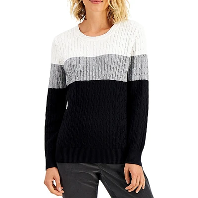 Elena Colourblock Cable-Knit Sweater
