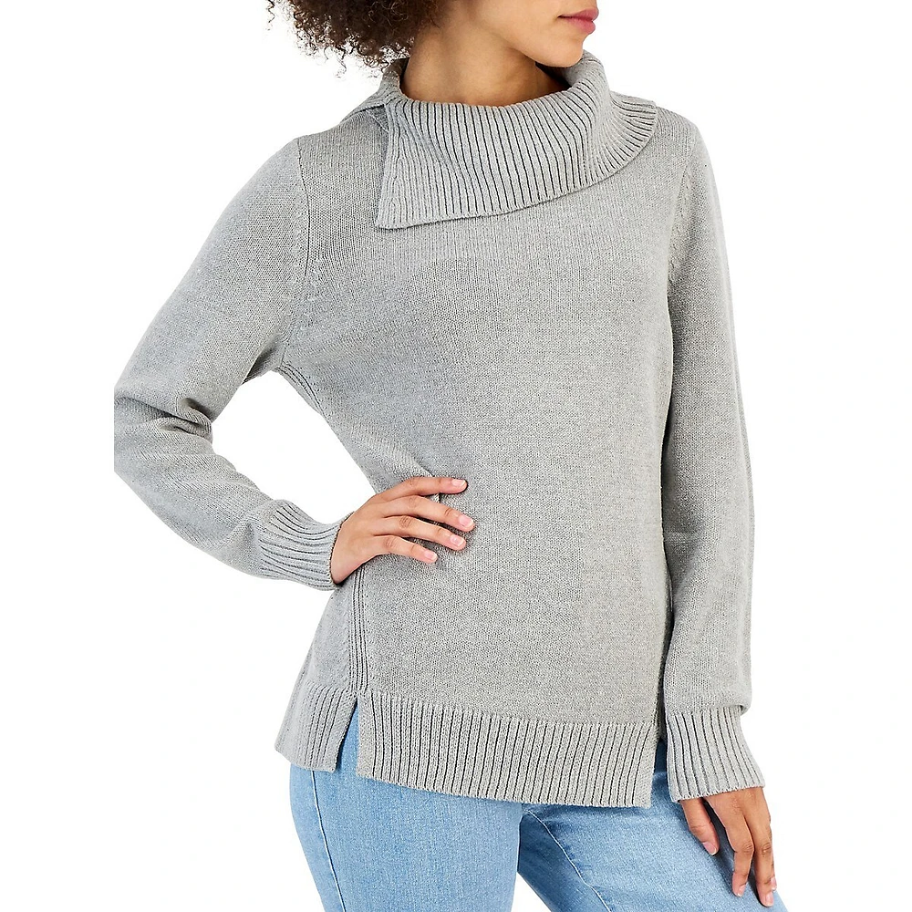 Petite Split Funnelneck Sweater