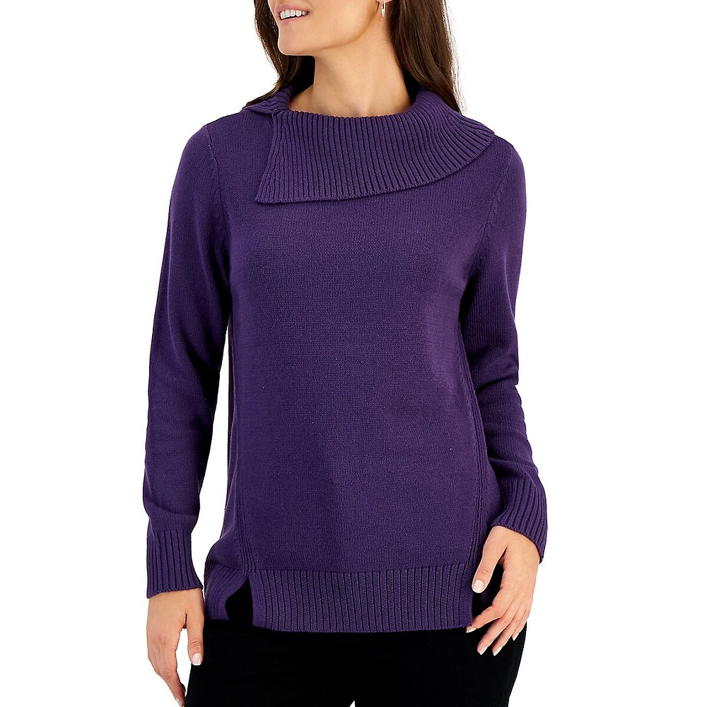 Petite Split Funnelneck Sweater