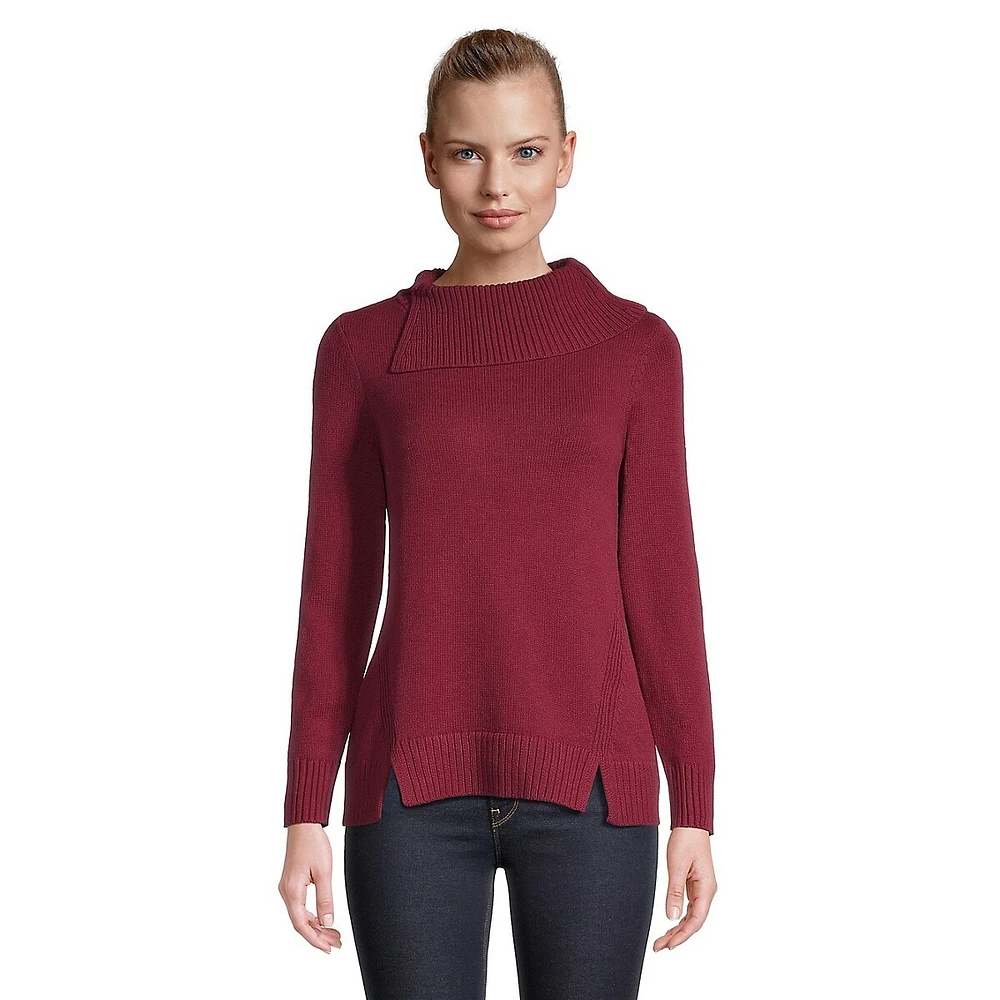 Petite Split Funnelneck Sweater