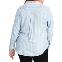 Plus Lurex-Stripe Button-Down Shirt