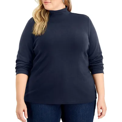 Plus Relaxed-Fit Mockneck Top