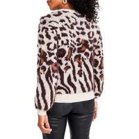 Animal-Print Eyelash Sweater