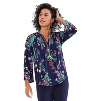 Pintucked Floral Tunic Top