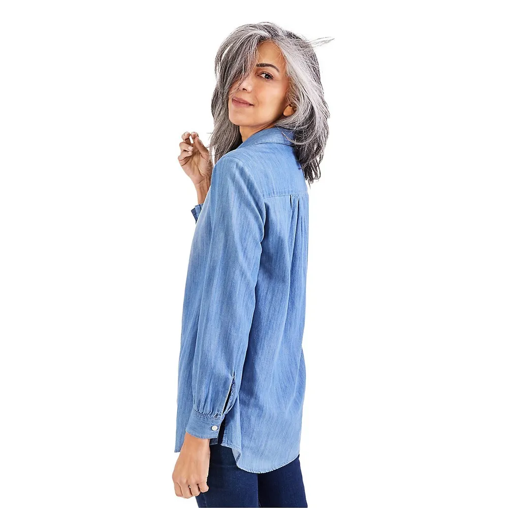 Chambray Boyfriend Tunic Shirt