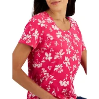Scoopneck Short-Sleeve Floral Top