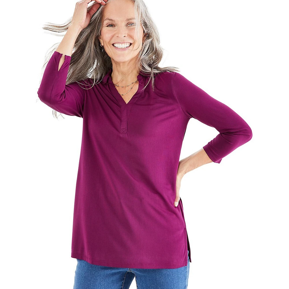 Split V-Neck Tunic Top