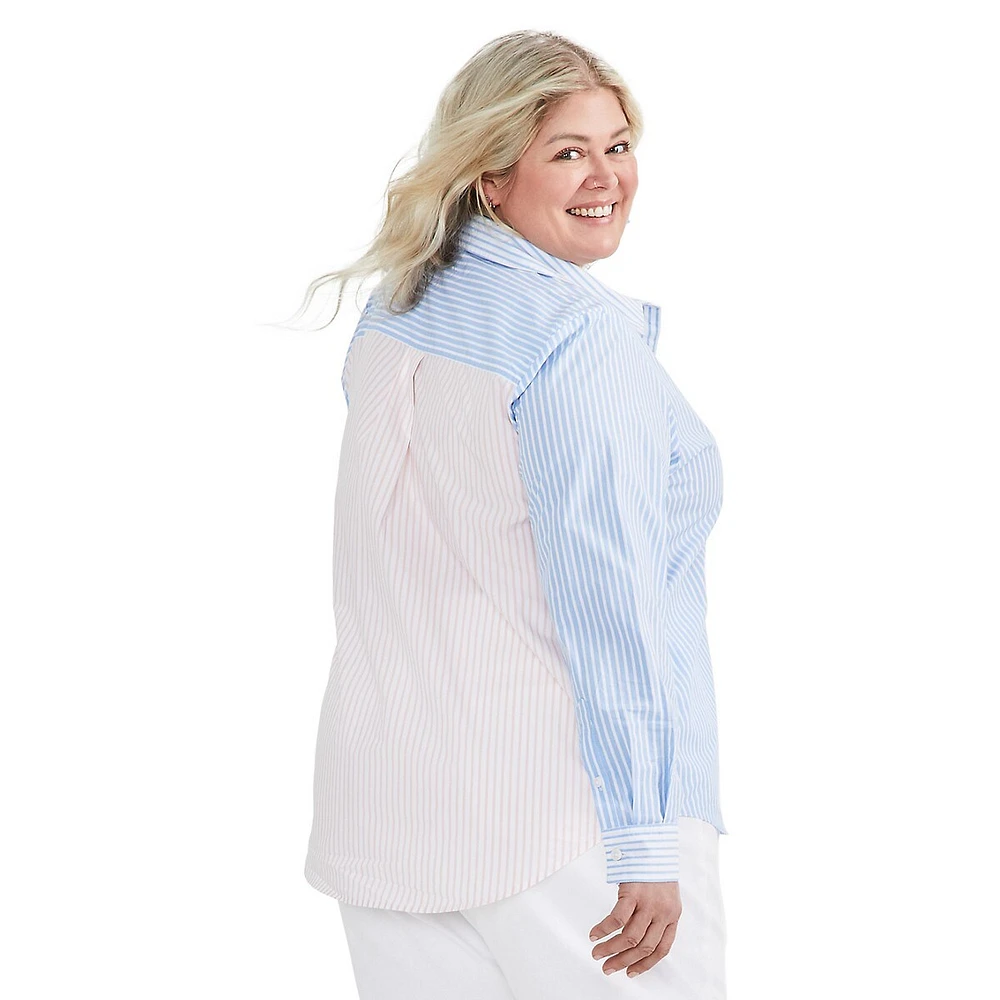 Plus Perfect Colourblocked Button-Down Shirt