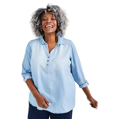 Plus Perfect Chambray Popover Shirt