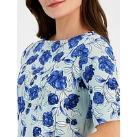 Blooming Peony Elbow-Sleeve Top