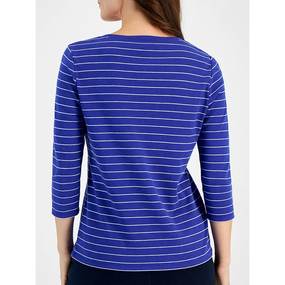 North Stripe Three-Quarter-Sleeve Henley Top