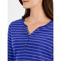 North Stripe Three-Quarter-Sleeve Henley Top