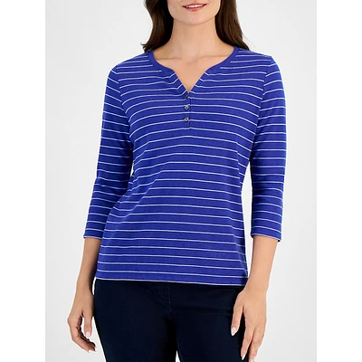 North Stripe Three-Quarter-Sleeve Henley Top