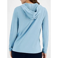 Petite Front-Zip Stretch-Cotton Hoodie