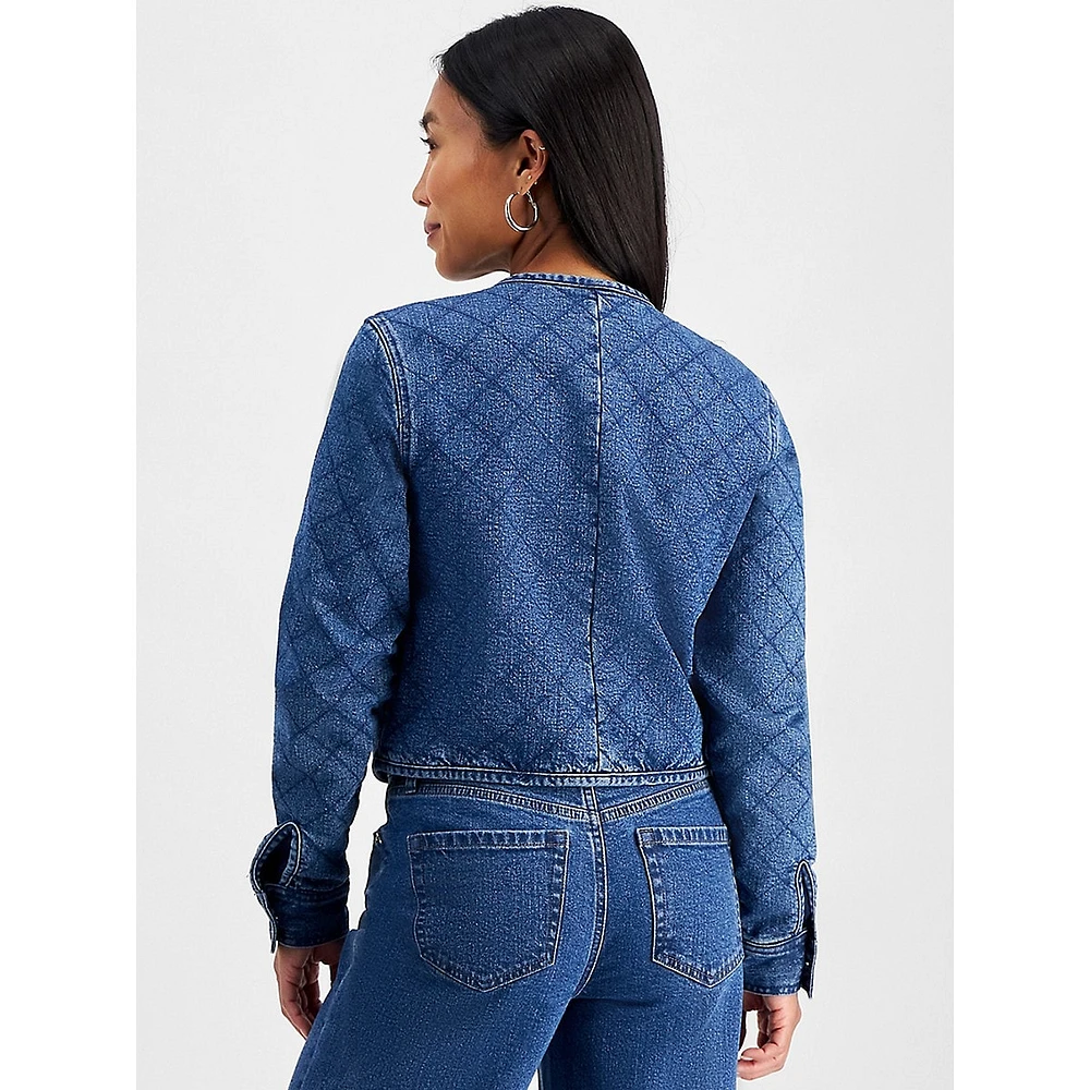 Petite Quilted Denim Jacket